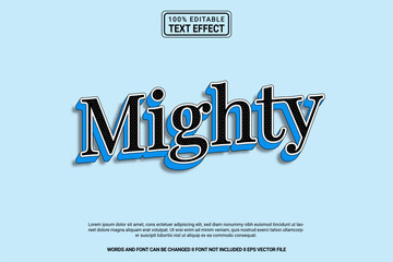 Editable text effect Mighty 3d template style modern premium vector