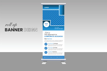 Corporate rollup banner template, roll-up banner stand template design, advertisement, pull-up, Vertical roll-up template billboard, banner and display banner, Poster for conference, forum, shop