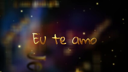 I Love You in Many International word I Love You golden glitch text cinematic animation abstract on black background