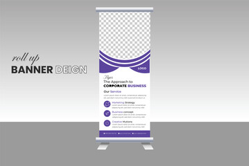 Corporate rollup banner template, roll-up banner stand template design, advertisement, pull-up, Vertical roll-up template billboard, banner and display banner, Poster for conference, forum, shop