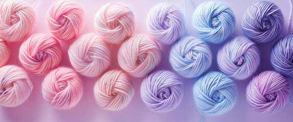 pastel colored balls of yarn close up with gradient effect