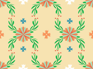 Ikat floral paisley embroidery seamless pattern on background. Ikat ethnic oriental pattern traditional. Aztec style abstract vector illustration. design for ikat fashion texture,fabric,clothing,wrap