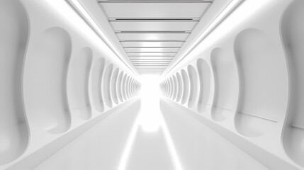 Obraz premium Digital technology white perspective building corridor poster background