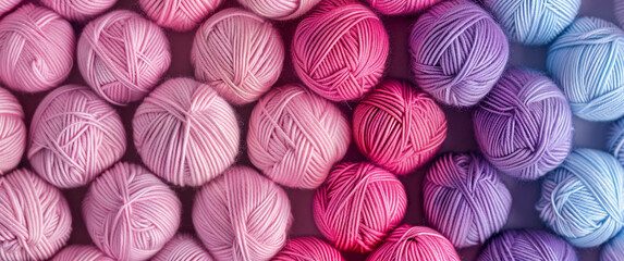 pastel colored balls of yarn close up with gradient effect
