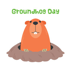 Groundhog day card vector illustration
