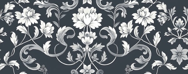 Watercolor Seamless pattern with gray and white