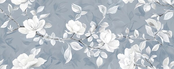 Fototapeta premium Watercolor Seamless pattern with gray and white