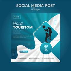 Editable template post for social media ads. Instagram template post. web banner ads for travel promotion.