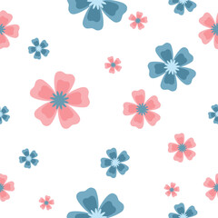 Seamless Pattern Elements Flower. Flat Design Vector Spring Pattern. Modern design with different flowers, leaves and twigs on a light background.