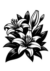 Lilies SVG, Flower SVG, Bouquet SVG, Floral Clipart, Lilies Silhouette, Lilies Cut file for Cricut, Lilies Art Print