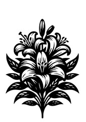 Lilies SVG, Flower SVG, Bouquet SVG, Floral Clipart, Lilies Silhouette, Lilies Cut file for Cricut, Lilies Art Print