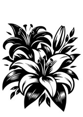 Lilies SVG, Flower SVG, Bouquet SVG, Floral Clipart, Lilies Silhouette, Lilies Cut file for Cricut, Lilies Art Print