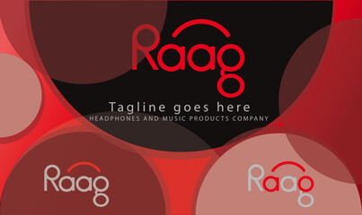 Raag wordmark logo design in which curve line and letter a and g represent the headphone shape, related to music industry or any other music related studio etc......