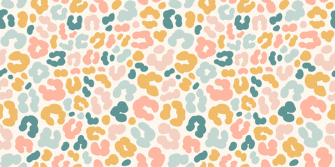 Pastel leopard or cheetah skin print seamless pattern. Hand drawn gender neutral pastel leopard print safari background.