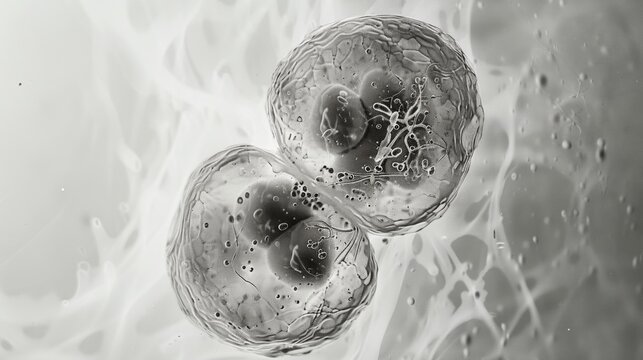 Macro photography view of cells from electron microscope with abstract shapes and pattern.