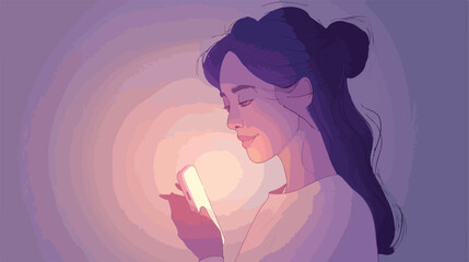 woman hold mobile in her hand Vector style 