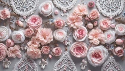 Romantic Roses: Handmade Watercolor Flowers Pattern on Gray Background"