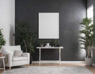Minimalist Mockup Frame in a Stylish Apartment, Mockup Frame, Interior mockup with house background