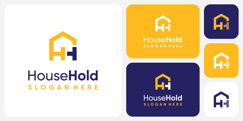 Vector logo design for the initials H, S, geometric house shape with a modern, simple, clean and abstract style.