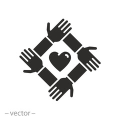 join the volunteer team icon, charity effort, together teamwork, leadership initiative in the employee community, flat web symbol on white background - vector illustration