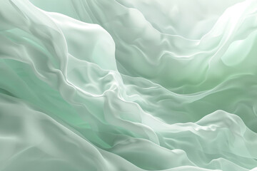 Obraz premium A calming blend of pearl grey and mint green waves, merging in a smooth and gentle manner, creating a soothing visual experience akin to watching clouds on a windy day.