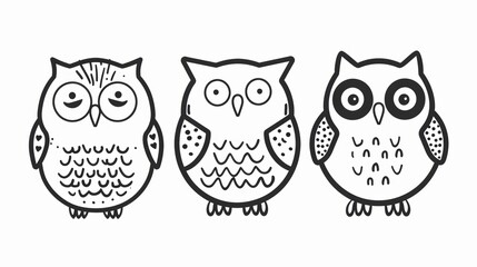 Obraz premium Owl. Line drawing of cute animal. Baby nursery art.