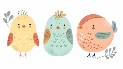 Bird. Flat vector illustration of cute animal. Baby nursery art.