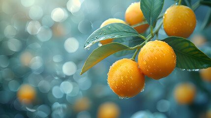 two kumquats hanging on the tree