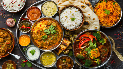 Flavors of India: Authentic Thali Platter with a Variety of Regional Dishes