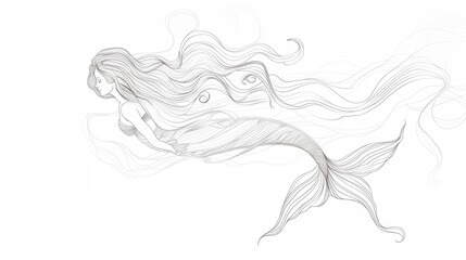 Vector illustration of a beautiful mermaid.