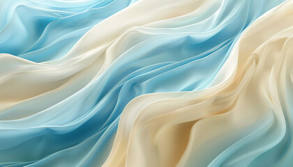 Obraz premium A serene and soothing interaction of soft blue and creamy beige waves, merging in a calm and elegant dance that suggests the gentle flow of a quiet river.