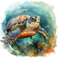 watercolor turtle Retro Summer clipart