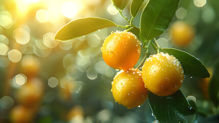 two kumquats hanging on the tree