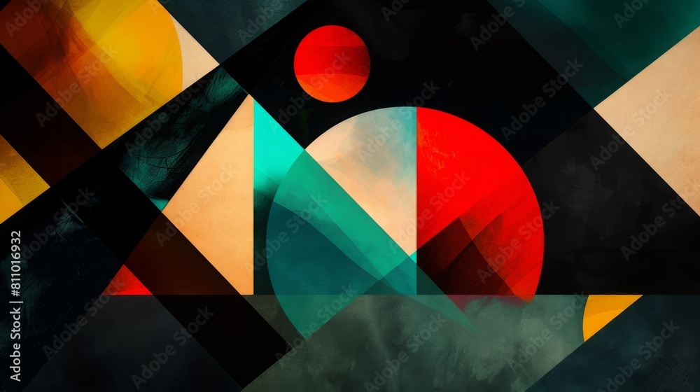 Aufkleber a dynamic abstract painting featuring a vivid array of colors and diverse shapes, creating a visuall