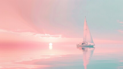 Fototapeta premium Sailing ship in sea water. Painting.