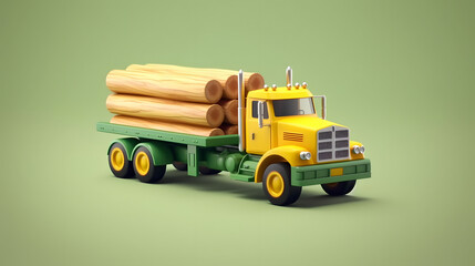 Logging truck icon lumberjack 3d