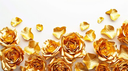 Gold roses on a white background.