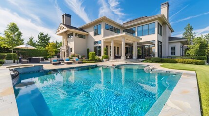 Fototapeta premium Swimming pool of a large mansion.