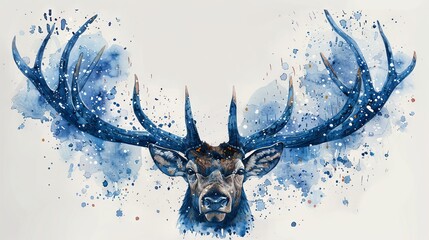 Watercolor illustration of venison. Hand drawn underwater element design. Modern marine design element for greeting cards, printing, and other design projects.