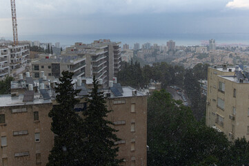 raindrops on the background of the city