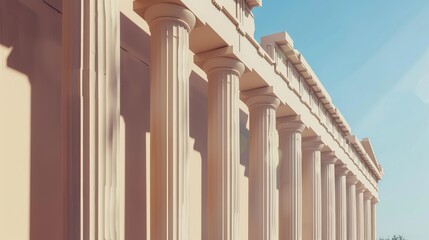 Obraz premium A minimalist design highlighting the iconic columns of the Acropolis, super realistic