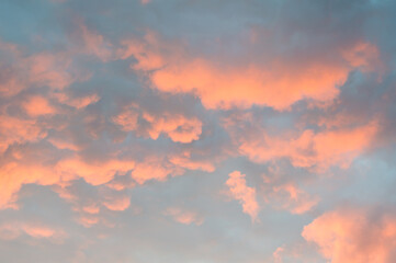 Dreamy sky with pinkish clouds during sunset