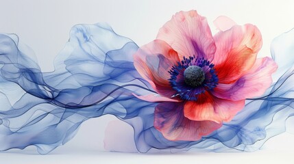 Illustration of an anemone flower in watercolour and modern format. For use in greeting cards, printing, and other design projects.