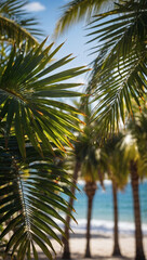 Palm Paradise, A Background Adorned with Palm Leaves