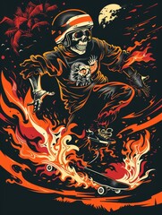 Flaunting Flaming Enthusiasm on the Skateboard