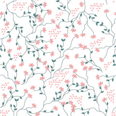 floral vintage seamless pattern for retro wallpaper with white background