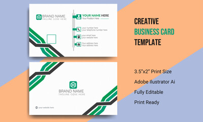 Modern Corporate Business Card Template: Clean, Elegant Design for Professional Branding or Personal Use.