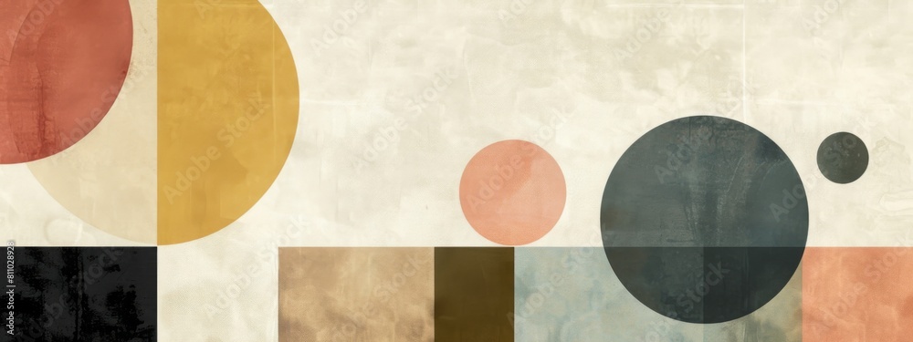 Poster various sized circles in different vibrant colors adorn a wall, creating a visually striking and mod