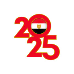 2025 banner with Egypt flag inside. Vector illustration.