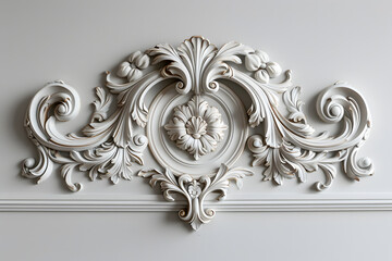 White rococo cartouche frame isolated on solid white background. Decorative ornament isolated on a white background - obrazy, fototapety, plakaty